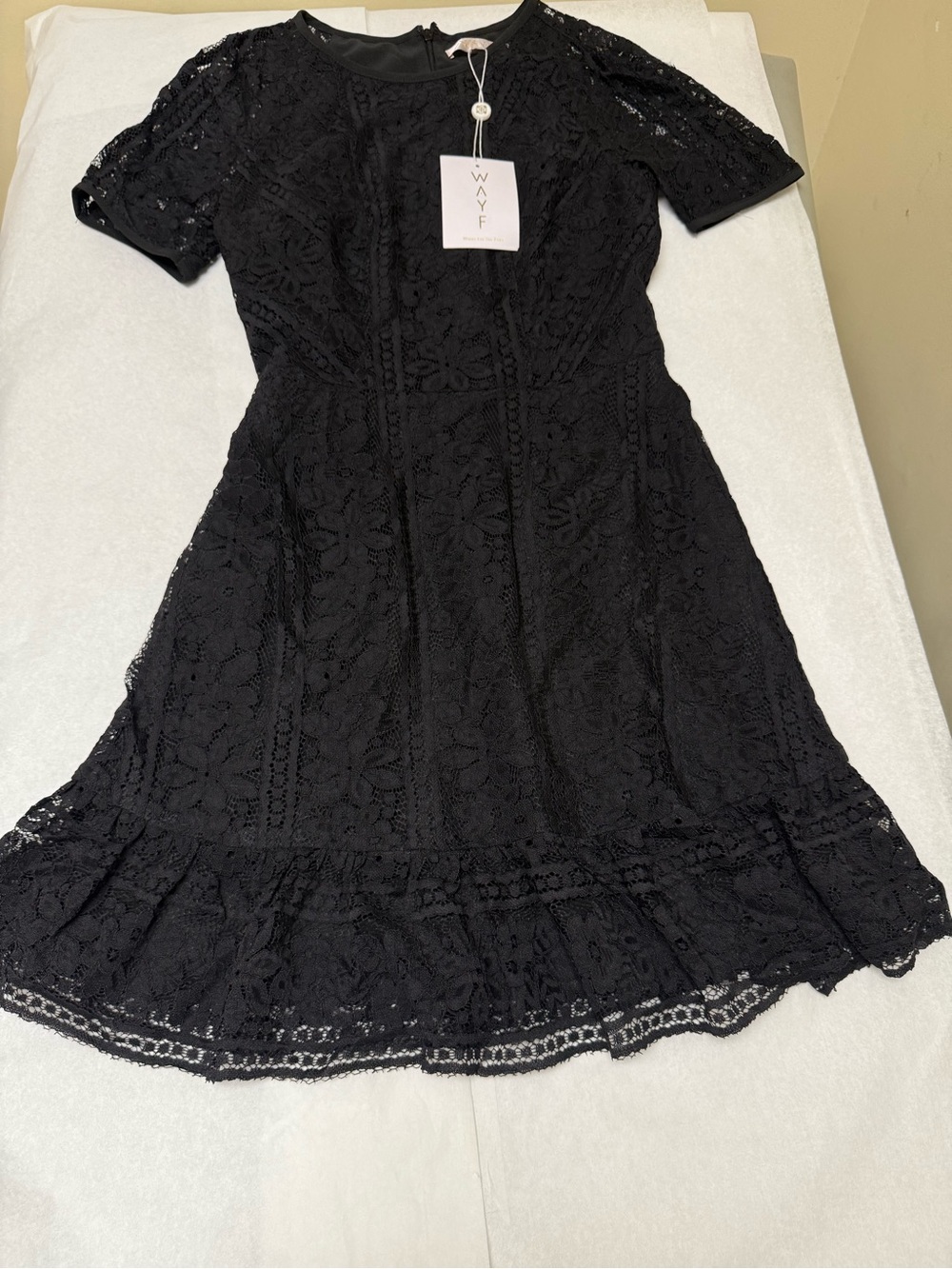 NwT🌻 Wayf | Dresses | Wayf Black Lace Embroidered Short Sleeve Dress 🌻 - Picture 9 of 11
